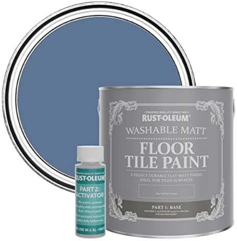 Rust-Oleum Blue Washable Matt Floor Tile Paint - Blue River 2.5L