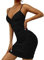 AIEOE Bodycon Bretelles Robe Sexy Femme avec Col en V et Dos Nu Élégant Court Taille S Noir