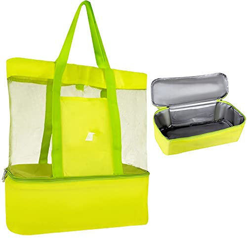 KOKOBOX Strandtasche Mesh Strandtasche XXL Familie Badetaschen Strandtaschen Kühltasche Strandtasche Groß Beach Bag Strandtasche Wasserdicht Kühltasche Faltbar Strandtasche Mit Kühlfach Camping