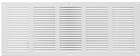 500x200mm Rejilla de Ventilación de Acero Blanco con Mosquitera - Rejillas de Ventilación Metálicas