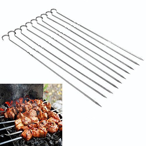 Pssopp 10PCS Brochettes Épée 22 Brochettes Weber pour Accessoires Plats Kabob Ustensiles Aiguille Grill Barbecue Signe Acier Inoxydable Long Stainles Kebob Literie Plat Injecteur Aiguille
