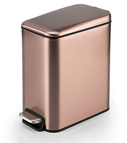 Mülleimer für den Innenbereich, Edelstahl, schmaler Mülleimer, Haushalt, Pedaltyp, Mülleimer mit Deckel (schwarzes Titan)