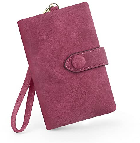 SNCCJ Portafoglio Donne con Blocco RFID, Grande Capacità Portatile Corto Borsellino in Pelle Morbido per Signore con Portamonete (Fucsia)