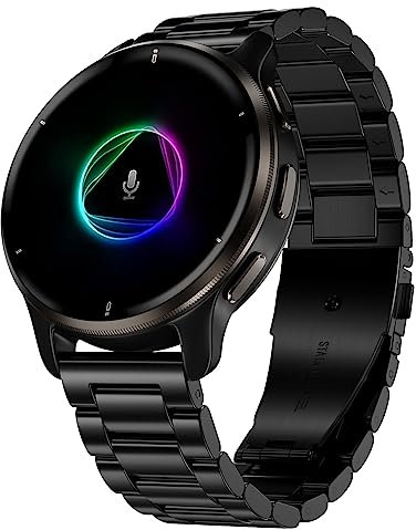 Hiseus Armband Kompatibel mit Garmin Venu 2 Plus/Venu Sq/Sq 2 Music, Armband Edelstahl Metall für Garmin Forerunner 55/158 / 245/645 Music/Vivoactive 3 Uhrenarmband (Schwarz)