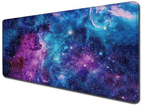 Sous-main de bureau avec base antidérapante et bords cousus, motif personnalisé pour ordinateur portable, bureau et maison, 80 x 40 cm, galaxie nébuleuse