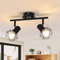 Glitzerlife Deckenstrahler 2 Flammig Vintage Denckenspots - Schwarz Denckenlampe E14 Verstellbare 350°Industrial Retro Deckenleuchte für Flur Wohnzimmer Schlafzimmer Küche Esszimmer