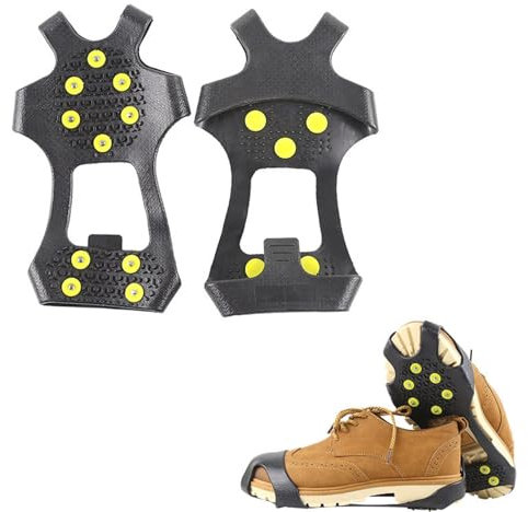 Bavooty Steigeisen für Bergschuhe, Anti Rutsch Schuhspikes, Edelstahl Spikes Schuhkrallen, 10-Stud Ice Klampen Schuhkrallen, für Wandern, Trekking, Schnee, Winter Outdoor