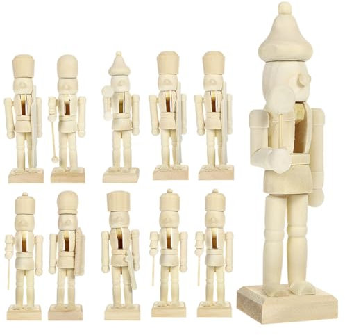 MAGICLULU 12Pcs Unfinished Wooden Nutcracker to Paint - Color Nutcracker for DIY Craft, Christmas, Ornaments
