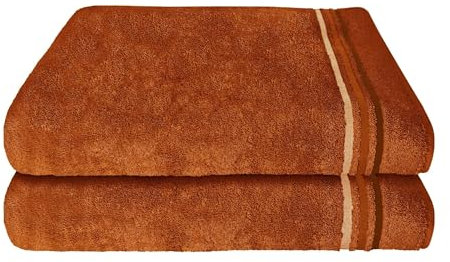 Schiesser Frottier Duschtuch Skyline Color im 2er Set | 100% Baumwolle aus nachhaltiger Produktion | saugstark, weich, farbecht | 70x140cm | Terrakotta