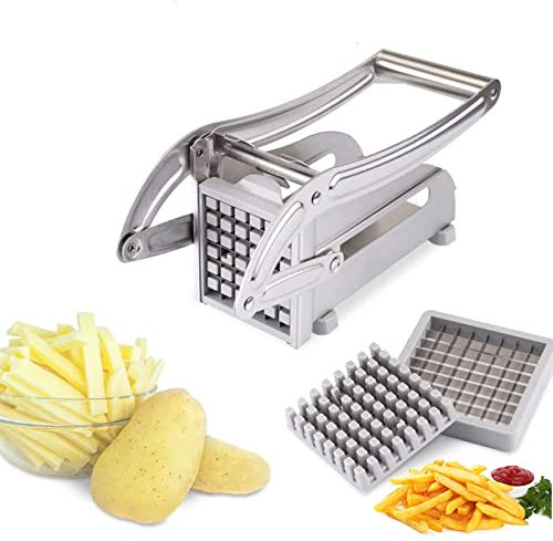 Lnlscle Manual French Fry Cutter, Vegetables Potatoes Chips Cutter Slicer, Potato Chipper with 2 Blades of Different Sizes, Great for Air Fryer Food Potatoes Carrots Cucumbers