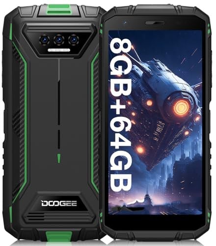DOOGEE S41T (2025) Outdoor Handy Ohne Vertrag, 6300 mAh, 8GB RAM+64GB/ 1TB Erweiterbar ROM, Android Outdoor Smartphone 5,5 Zoll HD+ IP68/P69K, 13MP Kameras, 4G Dual SIM NFC/OTG/GPS