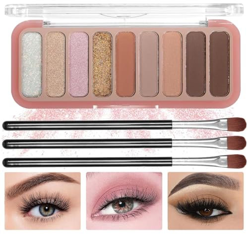 Palette de fards à paupières mats - 9 couleurs nudes - Longue durée - Shimmer Nude - Imperméable - Paillettes - Palette de maquillage (#2 rose rose)