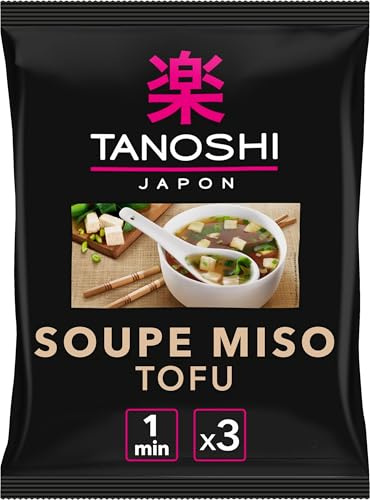 TANOSHI - Soupe Miso Tofu - Soupe Instantanée - 3 Personnes - Sans Glutamate Ajouté - 60, 9 g (Lot de 5)