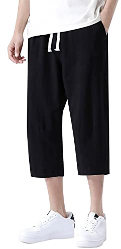Pantaloncini Uomo al Ginocchio in Cotone Pantaloni Tattici Elasticizzati Uomo Pantaloni Uomo Termico Elasticizzati Vita Alta Pantaloni da Lavoro Uomo con Elastico in Vita Elasticizzata