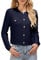 GRACE KARIN Women's Button Cardigan Long Sleeve Crew Neck Knitwear Summer Sweater Cardigans Navy Blue M