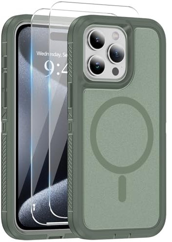 Ethanger for iPhone 13 Pro Case Shockproof Military Grade Protective Cover Compatible with MagSafe Heavy Duty Hard Back TPU Bumper Magnetic Phone Case, Olive Green