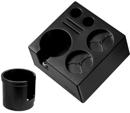 IKAPE Espresso-Tamper-Station – Schwarze Tamping-Station aus Kunststoff, Tamper-Halterung und Siebträger-Ablage für 51/54/58 mm Espresso-Zubehör