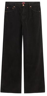Superdry Damen Cordhose mit mittlerer Leibhöhe und weitem Beinschnitt Schwarz 28/30