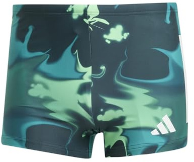 Adidas Herren Graphic Swim Boxers, Aurora ivy/White, 32