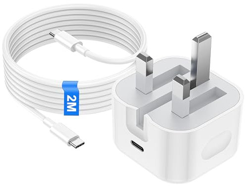 For iPhone 16/15 Fast Charger, 20W PD USB C Plug with 2M USB C to C Cable for iPhone 16/16 Plus/16 Pro/16 Pro Max/15/15 Plus/15 Pro/15 Pro Max, iPad Pro/Air/Mini,Type C Charger UK Power Adapter