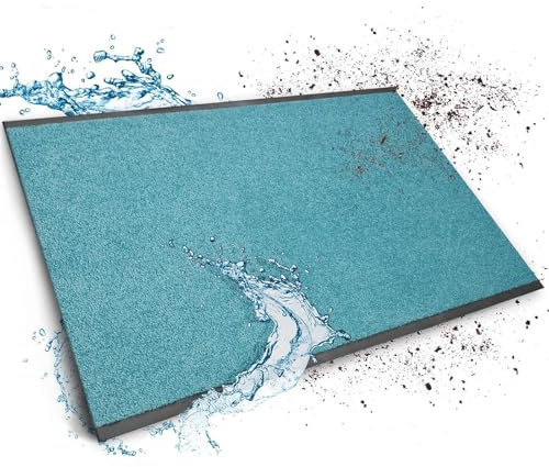Floordirekt Schmutzfangmatte auf Maß, 90 x 150 cm, Türkis, Fußmatte, Türmatte Eingangsbereich, Fußabtreter, Türvorleger, Sauberlaufmatte, Meterware, Mono
