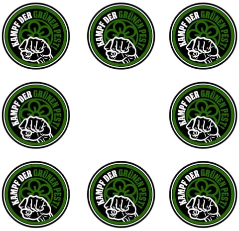Sammys Shirt Store 8 Stück Einkaufswagen Aufkleber 3cm Durchmesser - Kampf der grünen Pest farb FCK Grüne Neuwahlen AFD Ampel