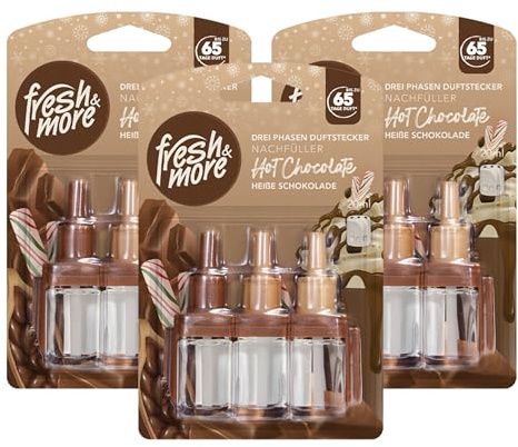Fresh & More Nachfüller für 3Volution Hot Chocolate (3er Pack) 20ml | Lufterfrischer, Raumduft-Nachfüllflakons, warmes Kakaoaroma.