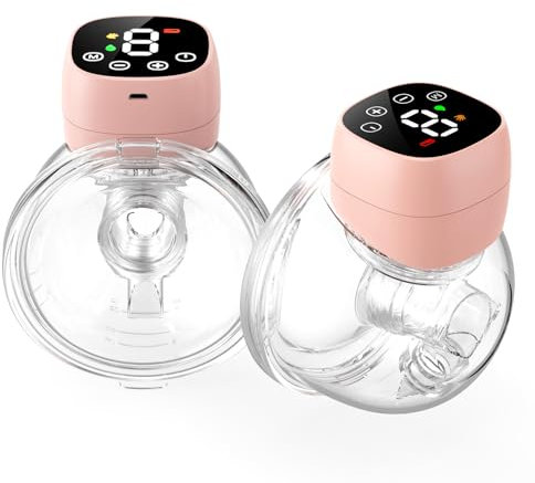 Hands Free Breast Pump, Wearable Breastfeeding Pump 3 Modes & 12 Levels, Electric Portable Milk Pump with Long Battery Life, 2 Pack Pink
