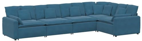 vidaXL Modulares Sofa mit Kissen Samt Blau, modulare Couch, familienfreundliches L-Form Sofa