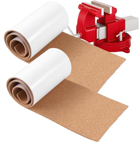 2 Roll Cork Rubber Vise Jaw Lining 36 x 5.91 x 1/8 Rubber Cork Sheet Covers with Pressure Sensitive Adhessive Soft Vise Jaw Pads for Woodworking Vice Lining Clamp Faces