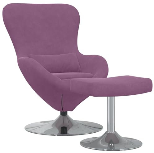 vidaXL Lila Samt Ei-Stuhl mit Fußhocker - Drehfunktion, modernes Design für Dein Wohnzimmer. Bequeme und Elegante Sitzgelegenheit. Perfekt als einzelner Sessel oder Lounge-Lösung für drinnen.