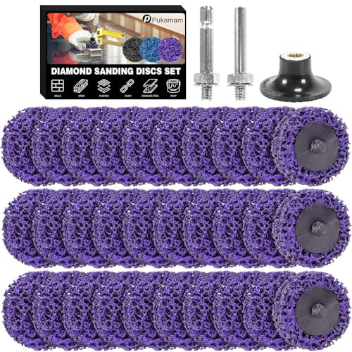 30 Stück CSD Scheibe Schleifscheibe 50mm Schleifaufsatz für Akkuschrauber Schleifen für Dremel, Reinigungsscheibe Set für Bohrmaschine von Farbe, Rost, Oxidation Reinigen & Entfernen(Lila)