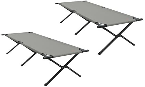 vidaXL Klapp-Sonnenliegen 2er Set - Tragbare Outdoor-Lounge-Betten mit Tragetasche in Grau aus 600D Oxford-Stoff. Die Campingliege ist faltbar und ideal für gemütliche Abenteuer auf der Terrasse.