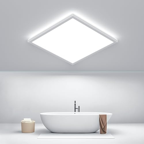 Swoieltr LED Ceiling Light, 18W 2000LM Bathroom Lights Ceiling Waterproof Flush Ceiling Light LED Lamps for Shower Kitchen, Hallway,Toilet, Porch, Living Room(22CM 6500K)