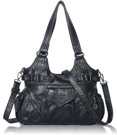 Angel Kiss Geldbörsen für Damen, große Umhängetasche, weiche Hobo-Taschen für Damen, Schwarz, 12.99 * 4.5 * 8.66