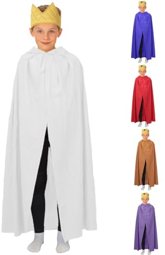 Charlie Crow King or Queen cloak Nativity/Christmas Costume for Kids | one size 7-9 yrs | Four colours available | WHITE
