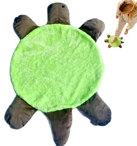 Schildkröten-Bodenwischer – niedliches doppelseitiges Bodenreinigungspad in Schildkrötenform, freihändiger Fußwischer für und Haare auf Fliesen- und Hartholzböden (grün)