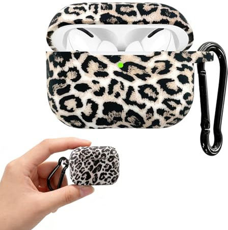 Ruvan Hülle Case Kompatibel Mit AirPods Pro 2, AirPods Pro, Leopardenmuster Case Aus Silikon Stoßfest Mit Schlüsselanhänger, Kompatibel Für Apple AirPods Pro 2nd/1st Generation Case