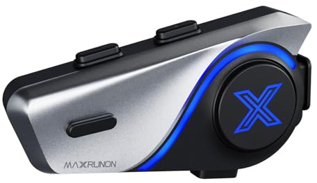 MAXRUNON D9 Helmet Bluetooth Headset, 2-Way Motorcycle Intercom, 1 Pack | Bluetooth 5.3, Audio Multitasking, Music Sharing, Noise Canceling, 40mm Hi-Fi Speakers, Universal Pairing, FM, IPX5