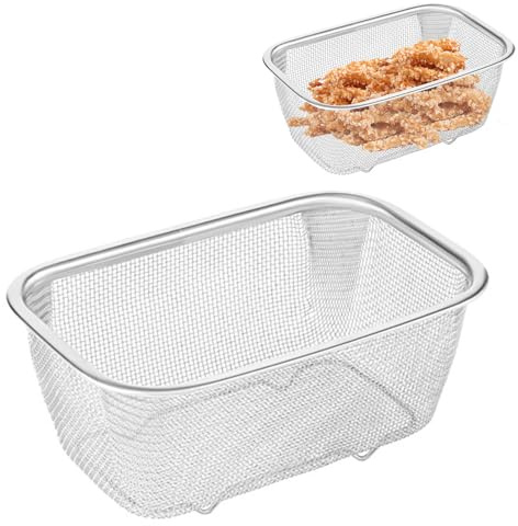 Rectangular Strainer Basket, Stainless Steel Strainer Basket, Stainless Steel Wire Basket, Fine Mesh Strainer Rice Washing Bowl, Mesh Basket Strainer - Frying Basket, Strainer for Food, Tea, Rice, Oil
