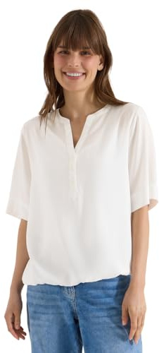 Cecil Damen Bluse mit Split Neck und Elastiksaum