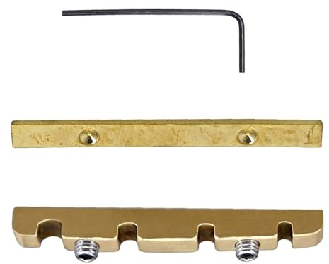 Brass Nut Replacement for 4-string Bass Guitar Adjustable Height Roller Bass Nut with Wrench