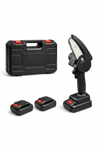 Mini Motosega a Batteria 4 Pollici per Potatura, Motosega Elettrica Portatile Compatta, Sega a Catena Manuale per Rami e Giardino, Leggera e Facile da Usare