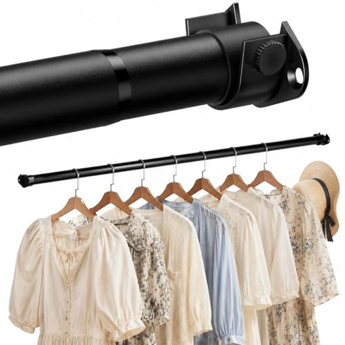 Zipglo Tringle Penderie Extensible 40-130 CM, Noir | Barre de penderie extensible réglable robuste et durable 33 mm, pour placards, garde-robes, buanderies, camping-cars