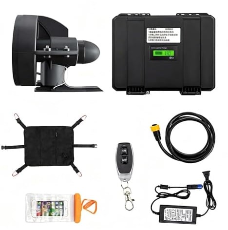 QFGain Elektrischer SUP-Motor als Finne, 12V-Unterwasserantrieb für Kajaks & Paddleboards, Komplettset mit Fernbedienung & Tragetasche, 440 lbs Schubkraft 288W