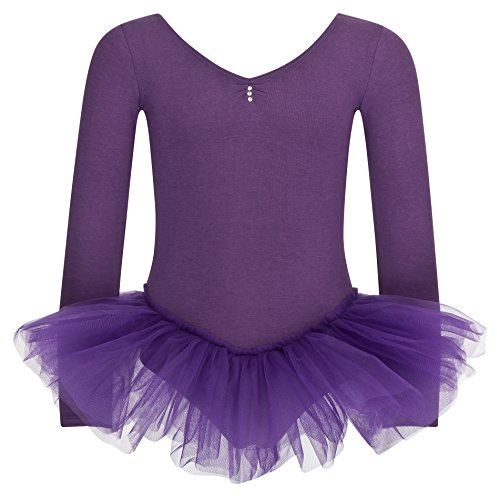 tanzmuster Ballett Tutu Mädchen - Romy - Gr. 92-170 - weiche Baumwolle - Glitzersteine - Ballettbody mit Tüllrock für Kinder