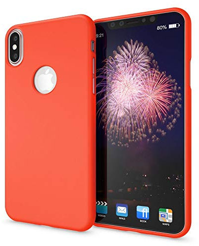 NALIA Handyhülle kompatibel mit iPhone X XS, Ultra-Slim Hülle TPU Silikon Neon Case, Dünnes Phone Back-Cover Gummi Schutzhülle Skin, Etui Handy-Tasche Smart-Phone Bumper, Farbe:Orange