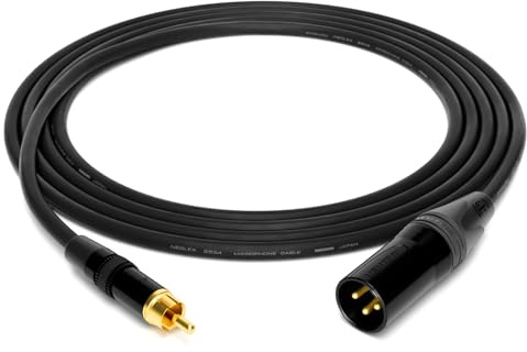 enoaudio Mogami 2534 Quad Professionel Studio Kabel | Neutrik Gold Cinch RCA - XLR male | HiFi, Black, 0,5 m