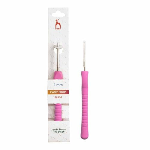 Pony Easy Grip Häkelnadel Stahl 1,00 mm – 1 Stk, Rosa