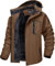 MAGCOMSEN Übergangsjacke Herren Gefüttert Winterjacke Parka Windbreaker Fleece Ski Jacken Wasserdicht Softshelljacke Warme Regenjacke mit Abnehmbarer Kapuze Kaffeebraun S